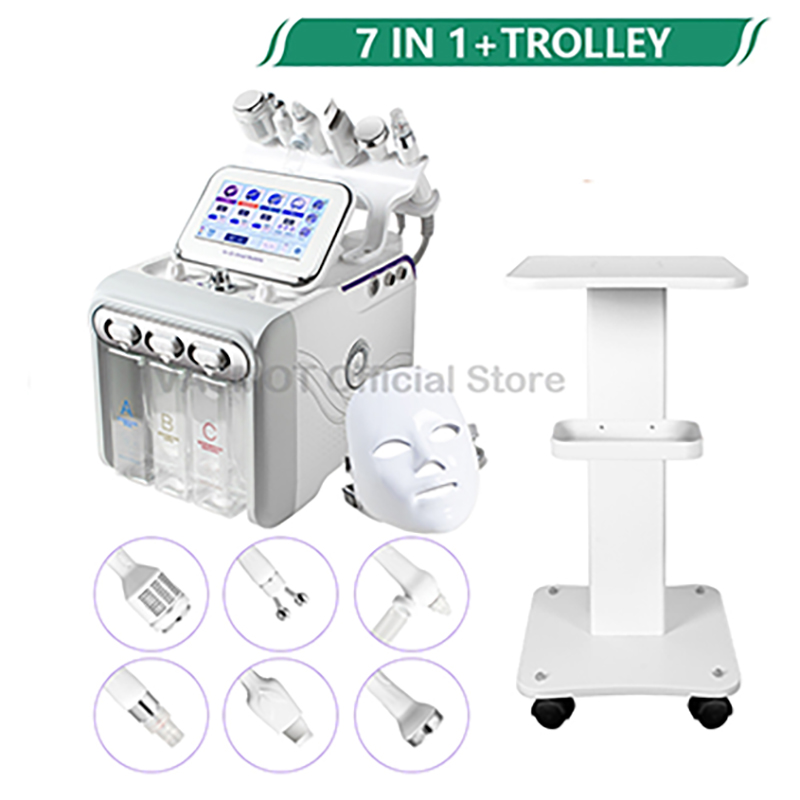 Máquina Facial de oxígeno y hidrógeno con carrito de salón de belleza, estiramiento de elevación RF, eliminación de espinillas, rejuvenecimiento Facial de Spa