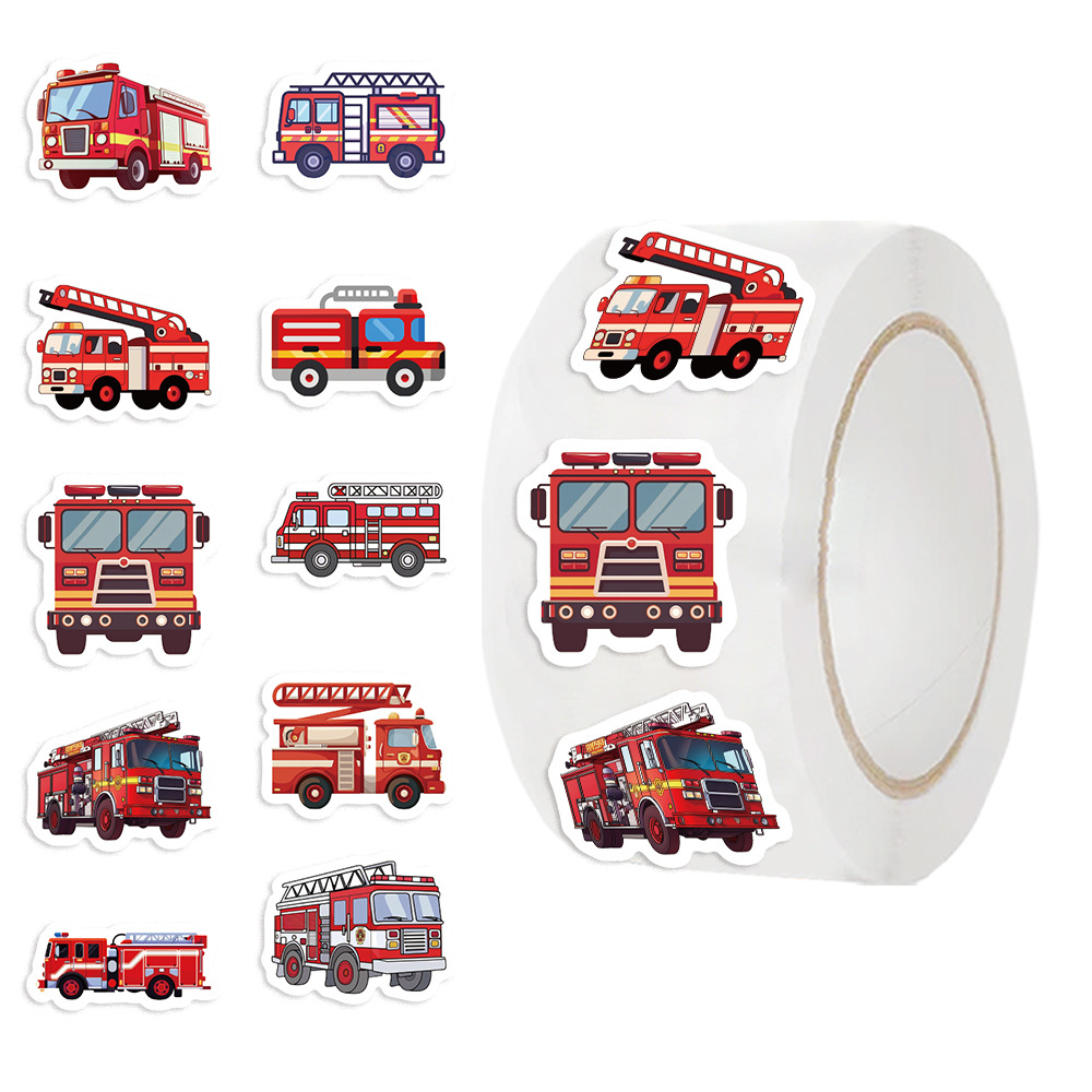 Rouleau d'autocollants pour camion de pompier, 500 pièces, Graffiti, dessin animé, Art, cadeau, Scrapbooking, salon, téléphone, communauté, Skateboard, nostalgie
