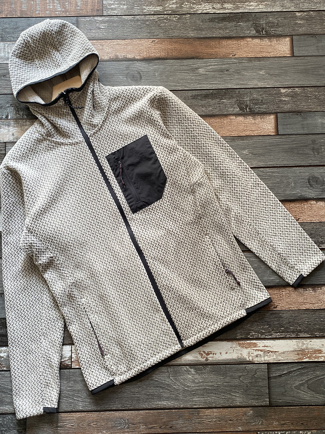 Outdoor Men's Fleece Jacket Breathable Quick Dry Zipper Hooded Sweatshirt Coat Casual Style Polyester Fiber Long Sleeve