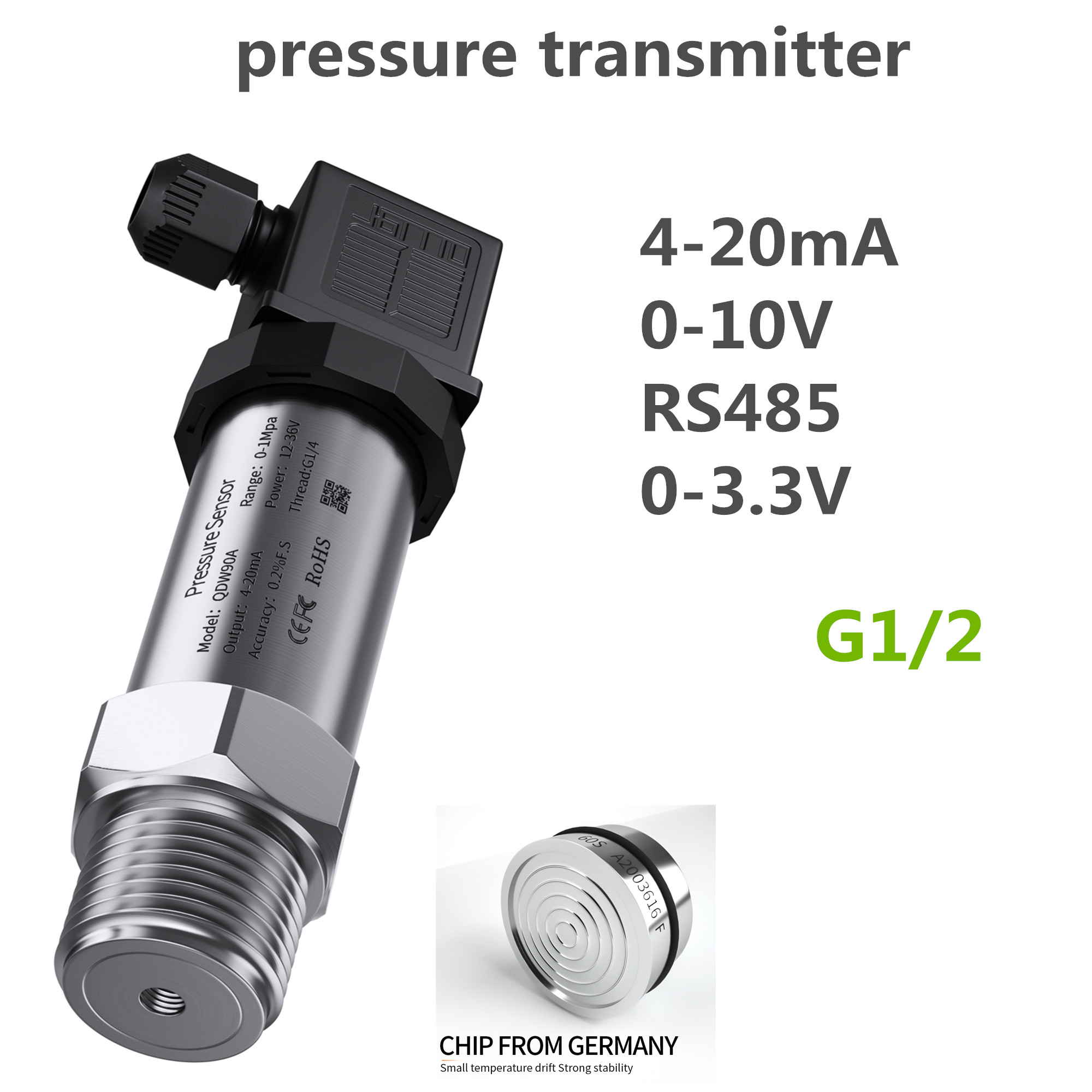G1/2 "4-20 мА датчик давления 0-10 В 1 бар/10 бар/100 бар масло вода газ 100psi/10 кПа/50 мбар RS485 датчик давления