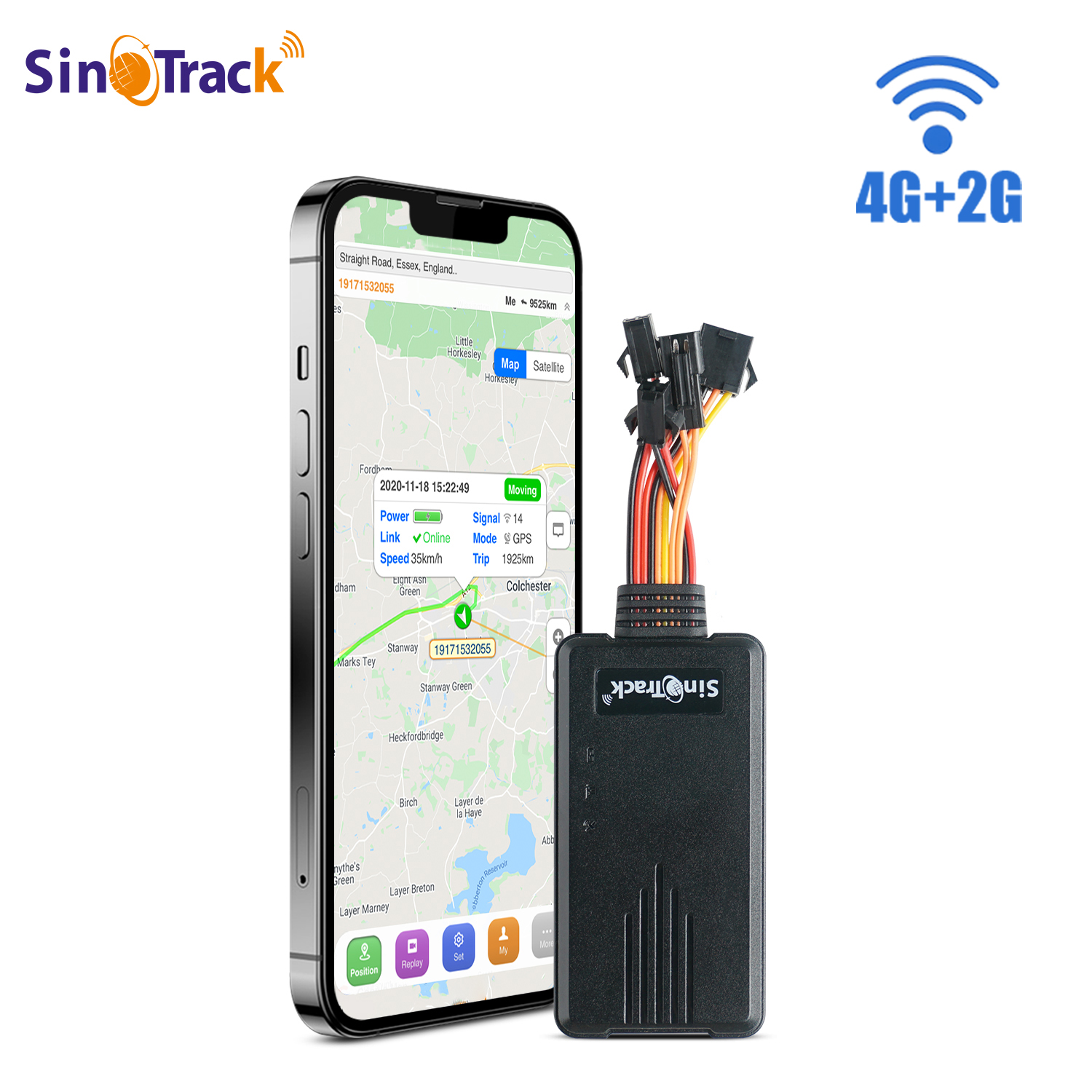 SinoTrack 4G GPS Tracker ST-906L para dispositivo de seguimiento de vehículos de motocicleta con potencia de aceite cortada y software de seguimiento en línea