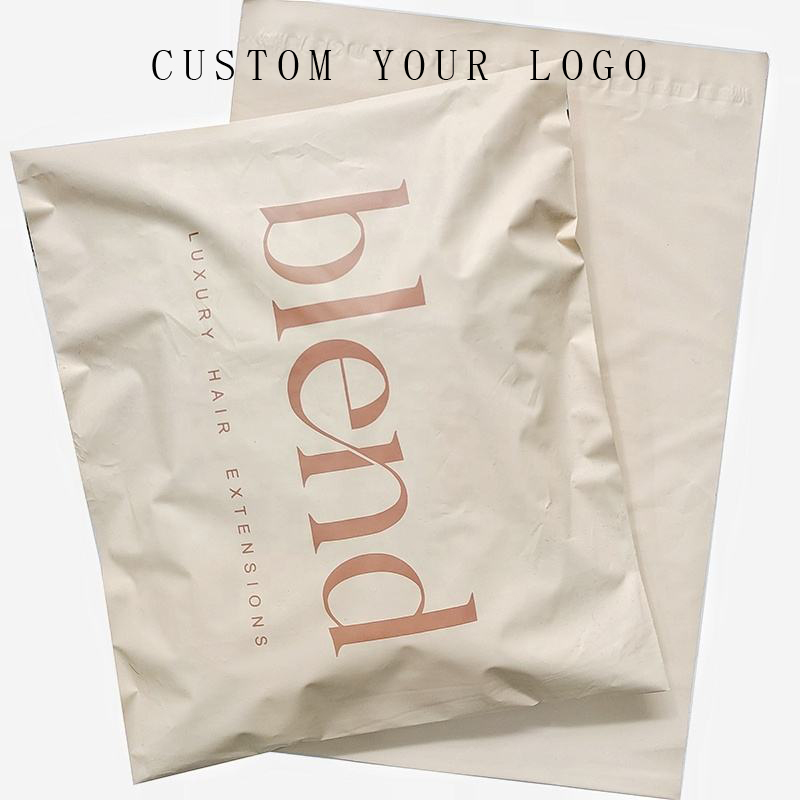 Sacos de correio com logotipo personalizado biodegradáveis bege fosco poli mailer saco poli mailers sacos de envio
