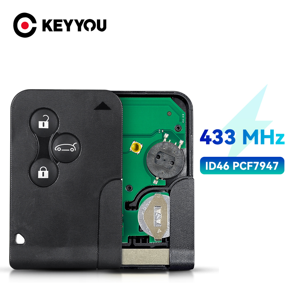 KEYYOU ID46 PCF7947 чип для Renault Clio Logan Megane 2 Scenic II дистанционный ключ 3 кнопки 433 МГц смарт-карта аварийная вставка