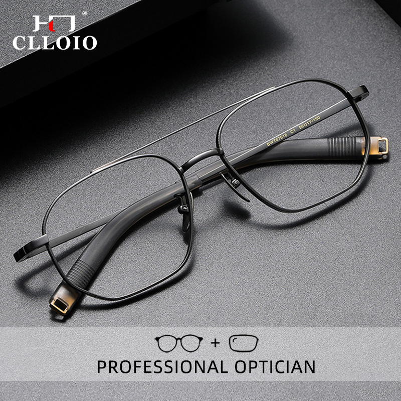 CLLOIO Luxus Reines Titan Blau Licht Blockieren Lesebrille Männer Myopie Optische Gläser Multifokale Rezept Brillen 07518