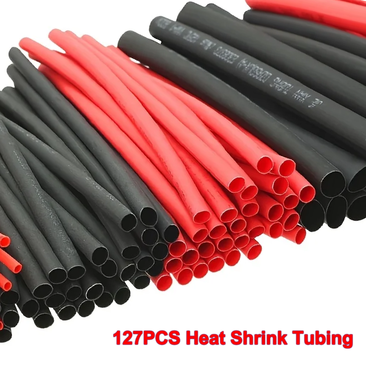 127PCS Zwart Rood Krimpkous 2:1 Assortiment Polyolefine Buis Auto Kabelhuls Wrap Wire Kit