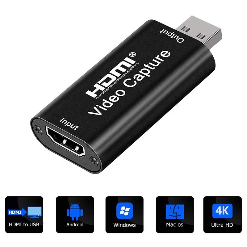 Dispositivo de captura USB HDMI de 1080p: grabación de vídeo, transmisión perfecta, perfecta para juegos y conferencias. Compatible con Mac y PC