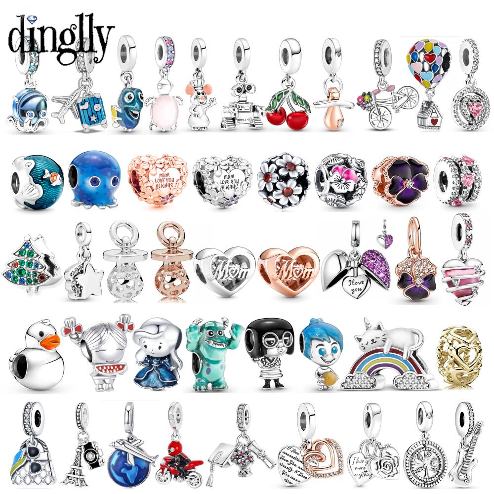 Dinglly cuentas de animales de dibujos animados, chupete, calamar y Robot, abalorio, apto para bricolaje, bicicleta, avión, pulsera, accesorio hecho a mano, regalo, 2 unidades por lote