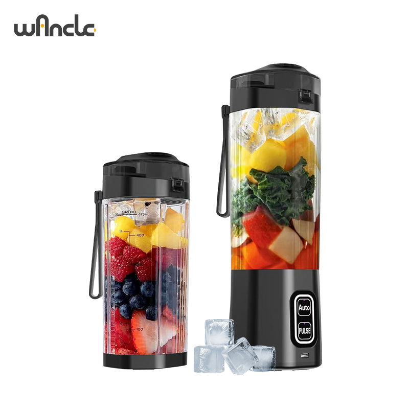 Licuadora eléctrica portátil para hacer jugo, mezclador de frutas recargable por USB de 700ML, exprimidor de 6 hojas para batidos, batidos, taza de jugo fresco