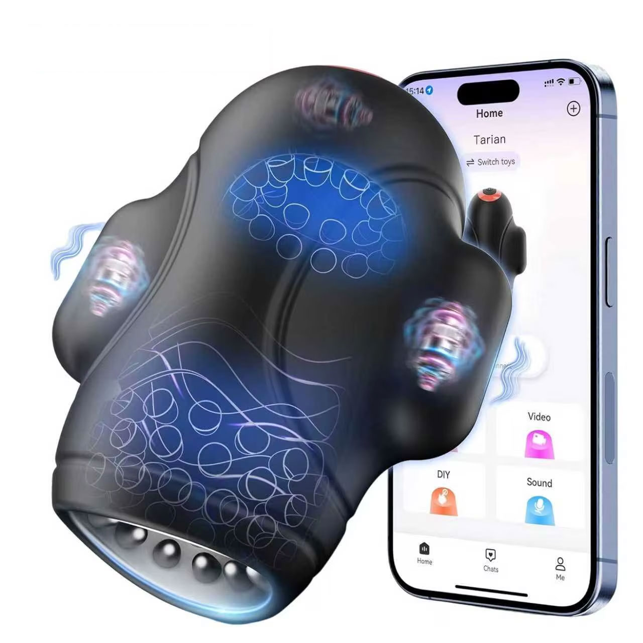 Vibratore per pene masturbatore maschile 4IN1 10 vibranti e 3 motori Stroker con controllo app 360 °   Giocattolo sessuale per adulti avvolgente per l'addestramento