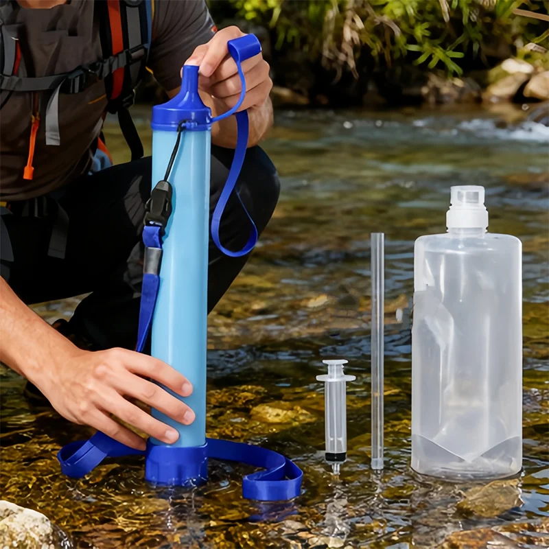1 Uds filtro de agua al aire libre, sistema de filtración de agua con pajita Personal, purificador de agua de supervivencia de emergencia para acampar senderismo escalada