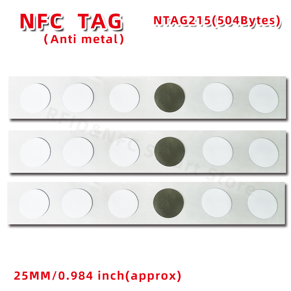 NFC215 Чип-метки на металлических NFC-наклейках с защитой от металлических помех NFC-метка для всех устройств сотовых телефонов с поддержкой NFC RFID-метка 13,56 МГц