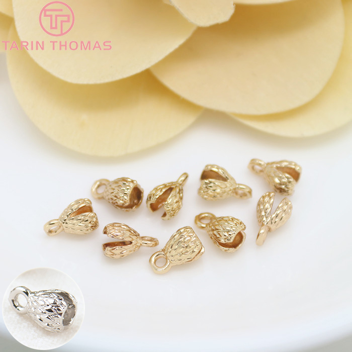 (3330) 20 peças 4.3x7.5mm 24k cor dourada banhada a latão cabo de fio fechos de cobertura de alta qualidade acessórios de joias diy