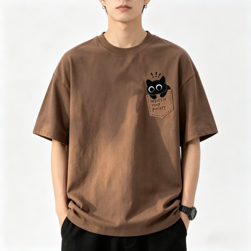 Koszulka z krótkim rękawem w stylu japońsko-koreańskim, luźna, dla par, w stylu retro, inspirowana amerykańskim vintage, z motywem kreskówkowym, idealna na letnie zabawy 2026.