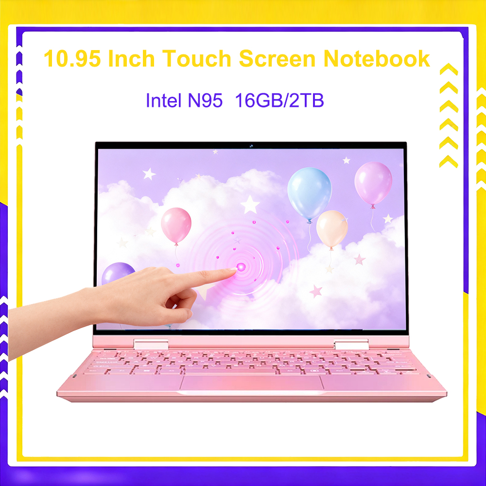 10,95-дюймовый ноутбук с сенсорным экраном Intel N95 Win 11 Pro 16 ГБ DDR5 2 ТБ SSD Металлический для офисных игровых мини-ноутбуков