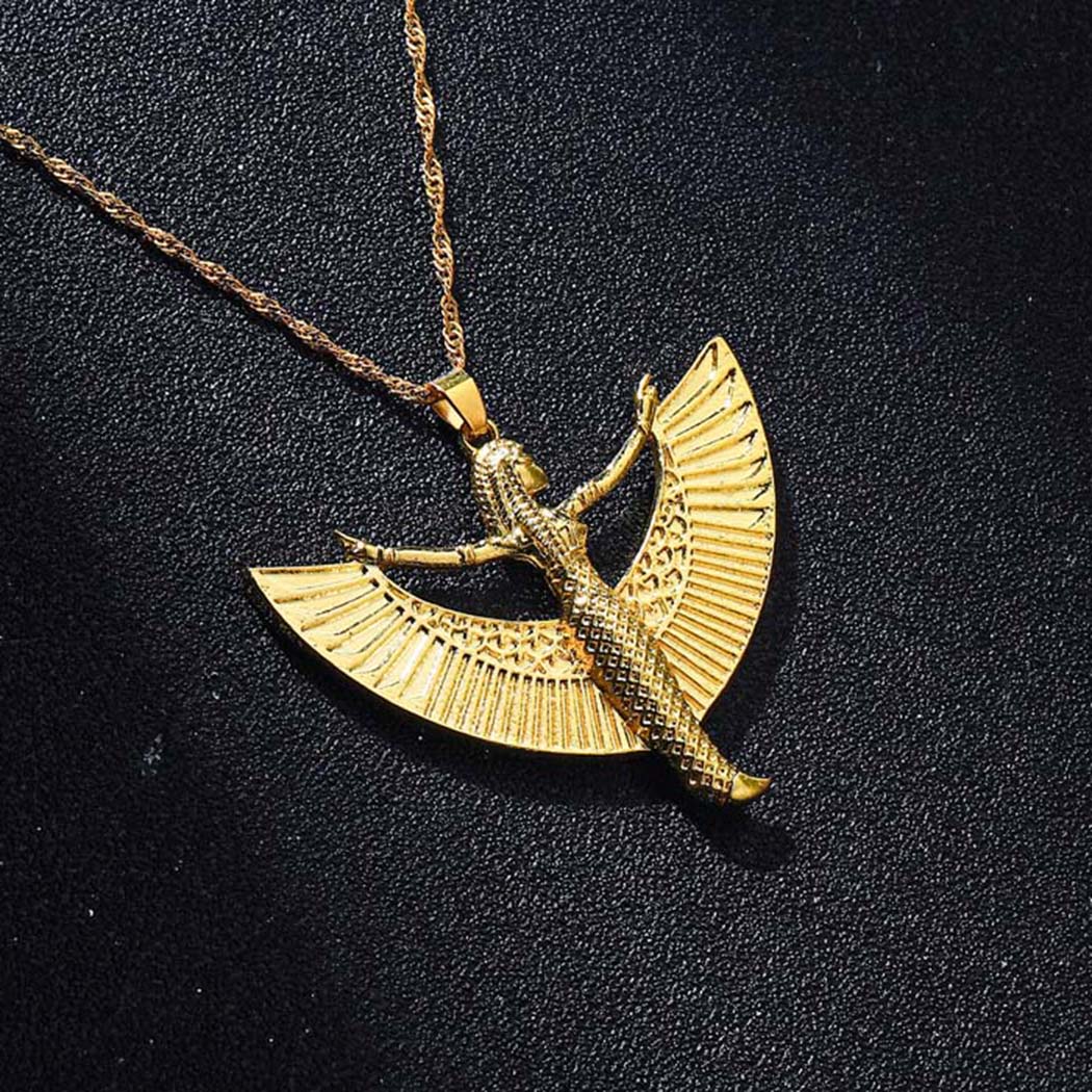 Dewi Isis timah Kuno pemujaan mesir kelembaban mode warna emas kalung liontin untuk wanita hadiah untuk pacar perhiasan
