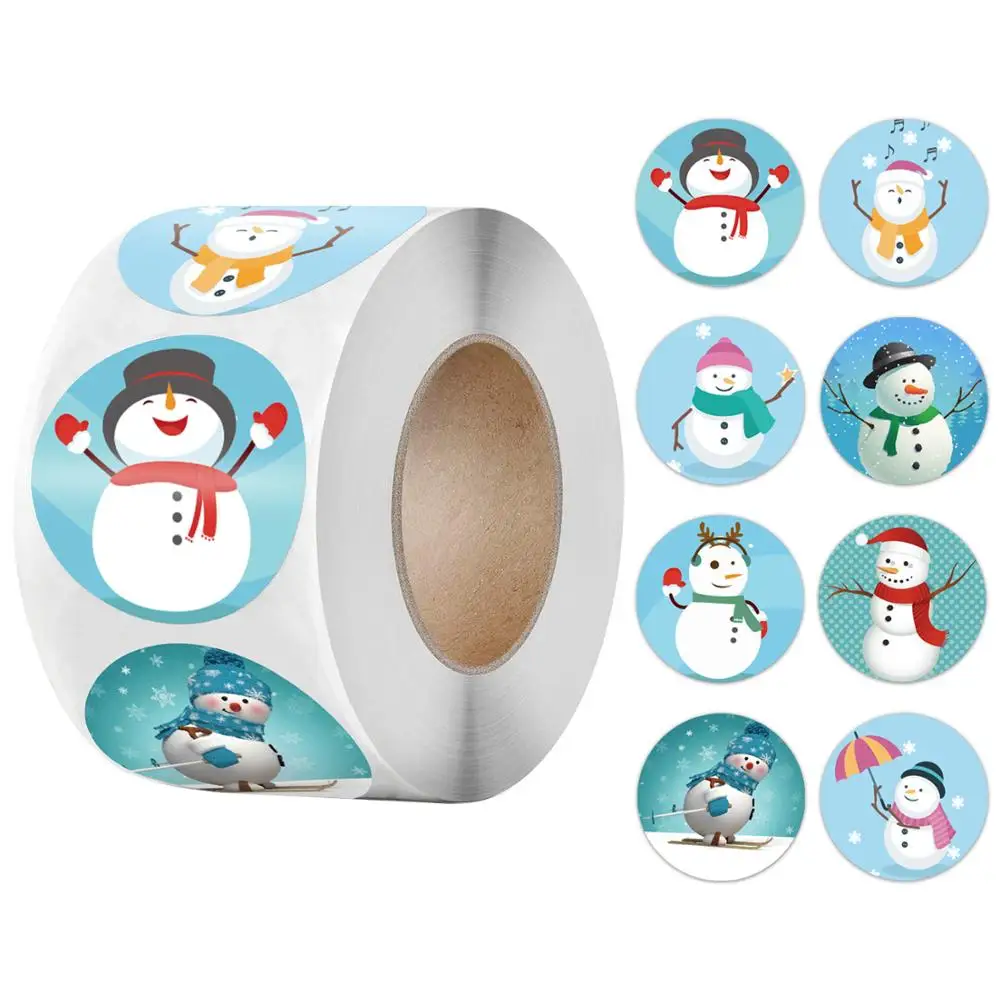 50-500 stücke dichtung label aufkleber Frohe Weihnachten aufkleber 1 zoll schneemann Weihnachten, für party DIY verpackung schreibwaren aufkleber