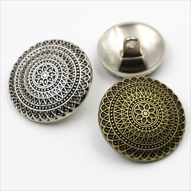 10 pçs padrão vintage botões de haste de metal casaco jaqueta blusão decorativo para roupas diy botões costura & tricô suprimentos