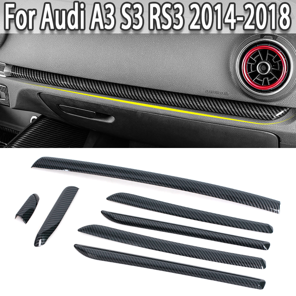 Auto LHD Middenconsole Deur Panel Koolstofvezel Trim ABS Voor Audi A3 S3 RS3 2014-2018 Interieur Mouldings cover Versieringen