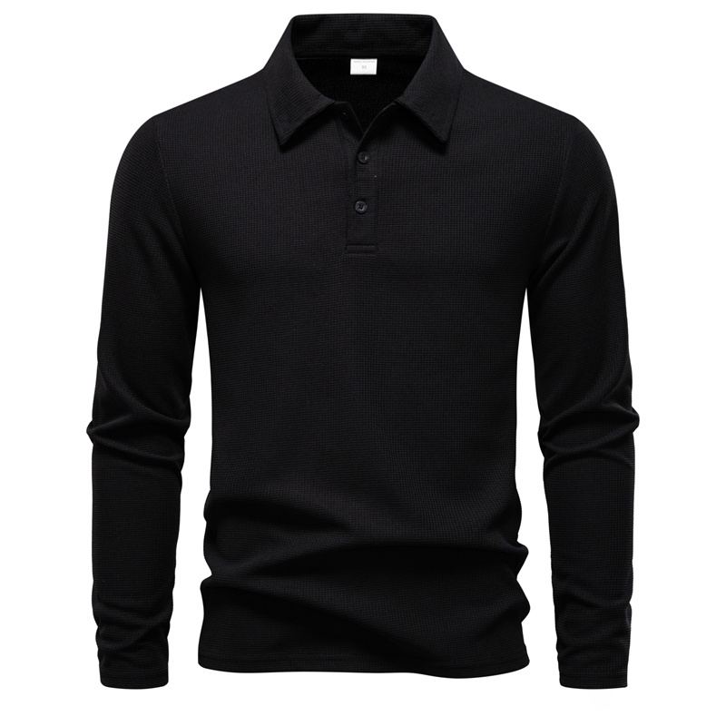 lente herfst heren poloshirts casual lange mouwen heren effen kleur tops mode streetwear button-down kraag heren poloshirt