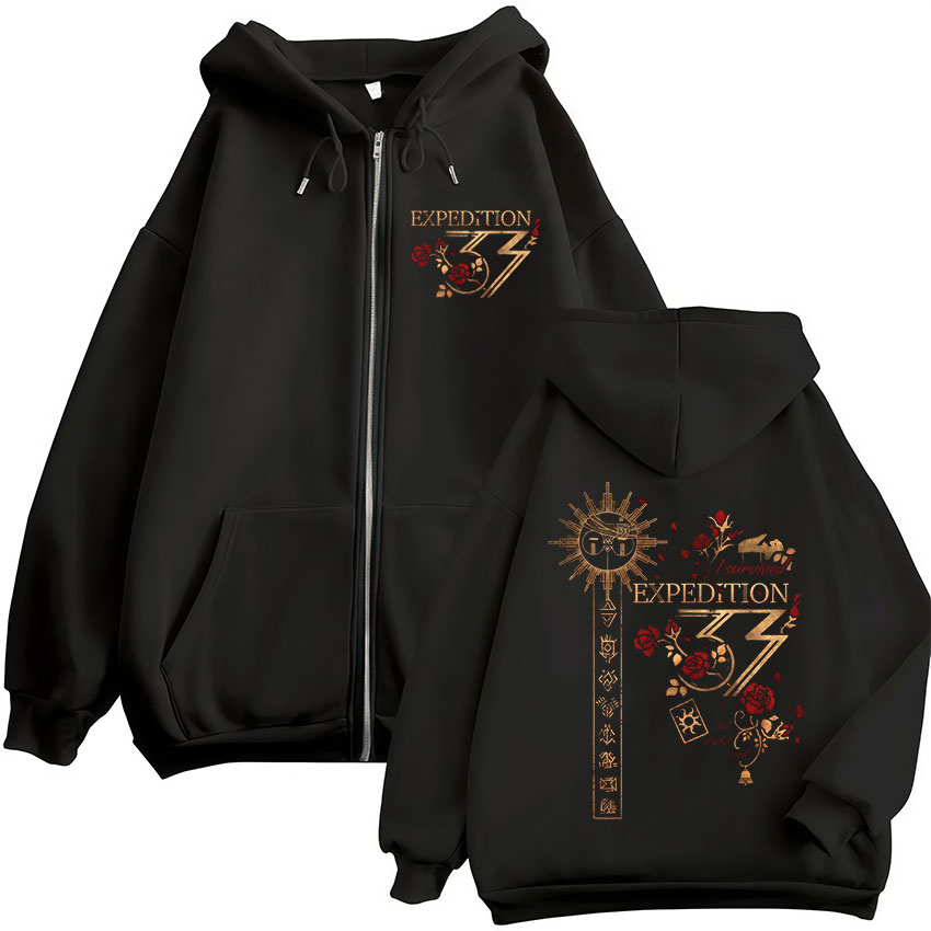 Esquie Game Clair Obscur Expedition 33 Zipper Hoodies Pakaian Pria Wanita Kasual Oversized Zip Up Hooded Sweatshirts Jaket Mantel