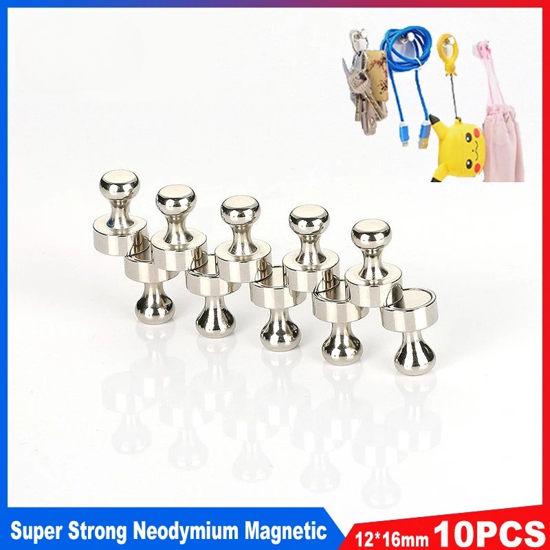 10 unidades de Pioneses Magnéticos de Neodímio Super Fortes, Duráveis, de Aço, para Geladeira e Quadro Branco