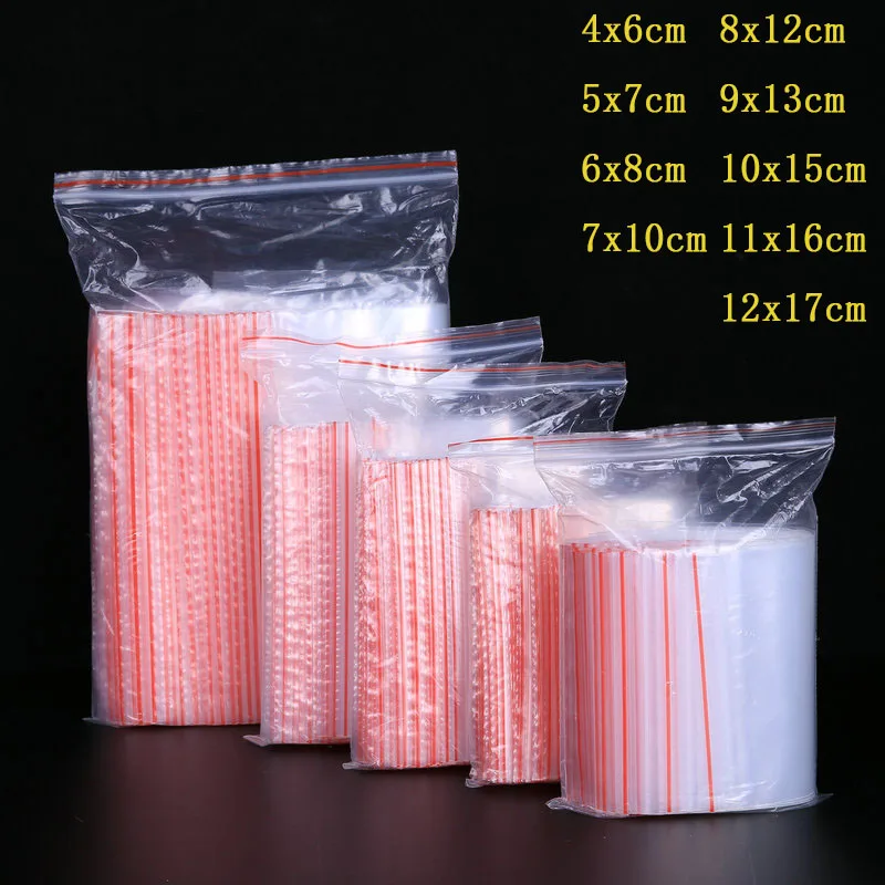 100/200 sztuk małe plastikowe torby z zamkiem błyskawicznym zamykane przezroczyste torby torba do przechowywania próżniowego przezroczyste torby Ziplock torby do przechowywania żywności