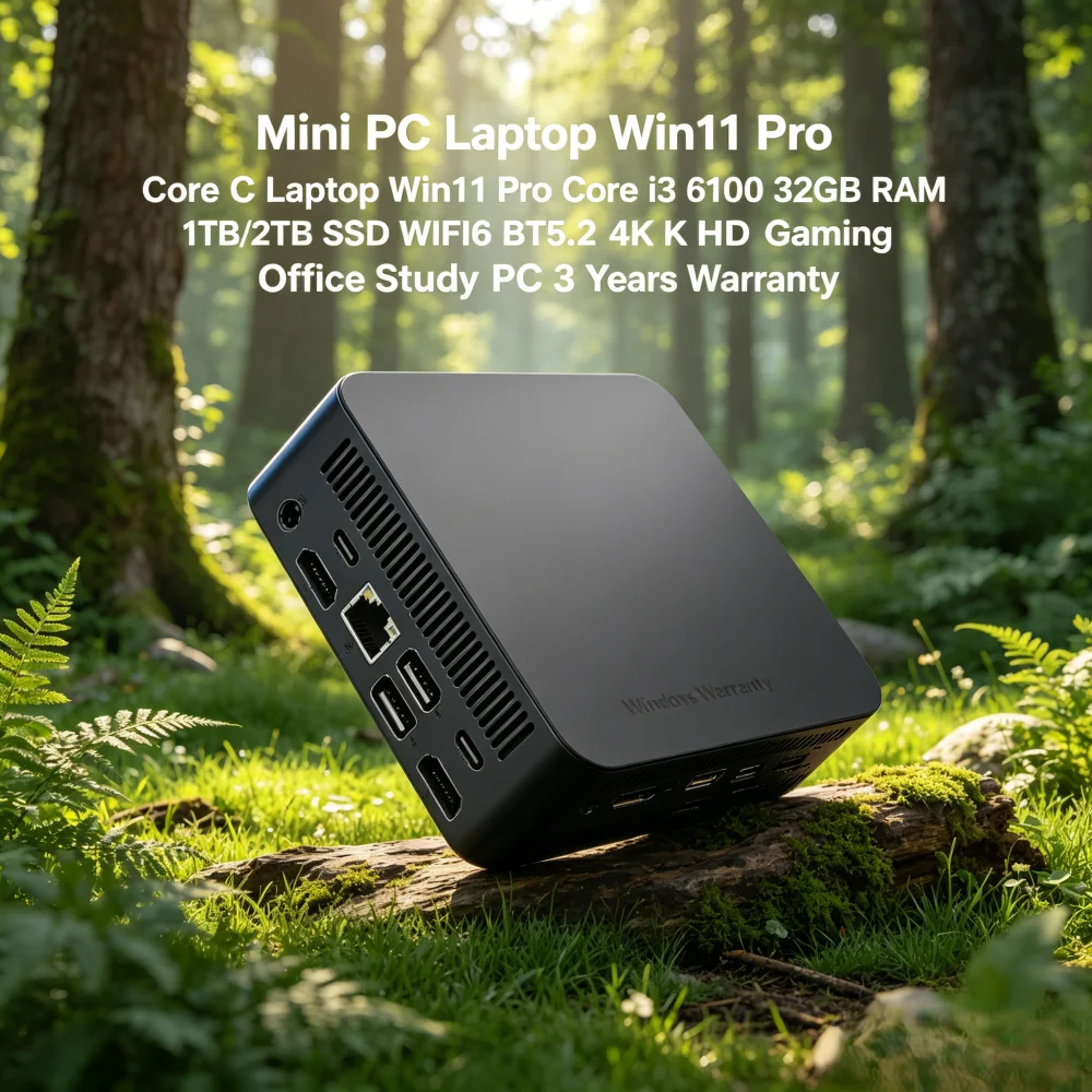 Mini PC Laptop Win11 Pro Core i3 6100 32GB RAM 1TB/2TB SSD WiFi6 BT5.2 4K HD Gaming Office Study PC 3 Years Warranty