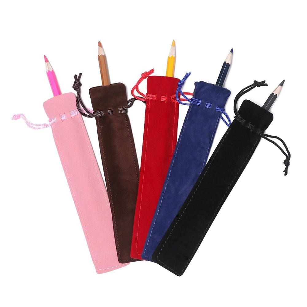 10 Chiếc Sang Trọng Bút Vải Túi 2 Mặt Dày Nhung Túi Đựng Bút Tay Giá Đỡ Văn Phòng Đồ Dùng Học Tập