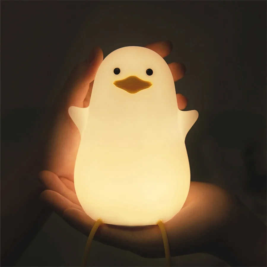 LED Nacht Lampe Nette Ente Cartoon Silikon Schlafen licht USB Aufladbare Touch Sensor Timing Schlafzimmer Nacht Lampe Für Kind Geschenk