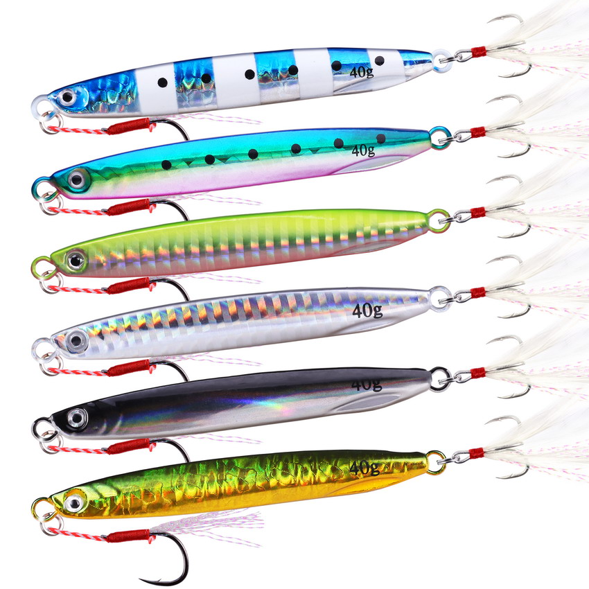6pcs/lot Super Slim long Metal Casting Jig Fishing Lures 7G 10G 14G 17G 21G 30G 40G Shore Cast Jigging Spoon Fishing Lure Tackle