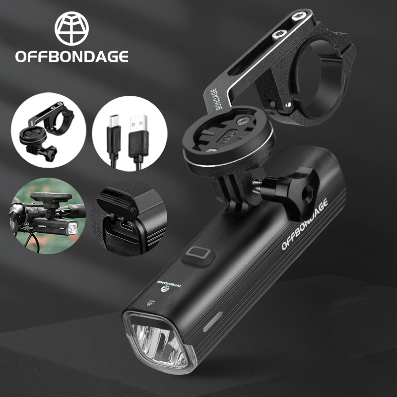 OFFBONDAGE przednie światło roweru odporne na deszcz USB akumulatorowa lampka rowerowa 1000 lm reflektor rowerowy LED 4800 mAh latarka lampa rowerowa