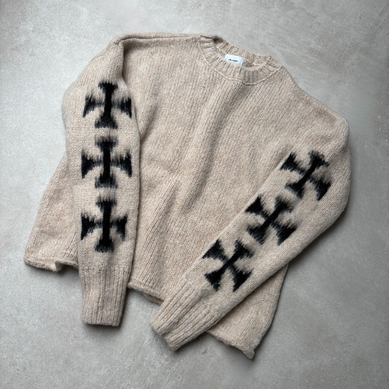 2024 StreetบุคลิกภาพCrossขนแกะเสื้อกันหนาวผู้ชายY2k Goth Harajukuแฟชั่นRetroเสื้อกันหนาวคู่สบายๆหลวมPullover Top