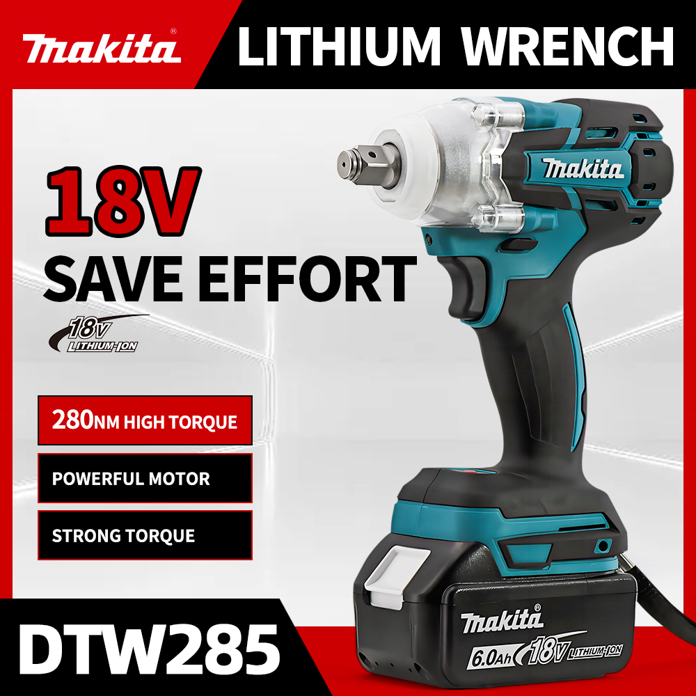 마키타 DTW285 브러시리스 전동 임팩트 렌치 무선 320N.M 토크 1/2' 렌치 전동 공구 18V 배터리 없이 호환 가능
