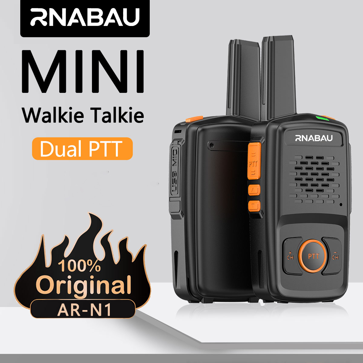 Mini Walkie-Talkie RNABAU 16 Kanäle Professionelles MT-N1 UHF 400-470MHZ Kompatibel mit Baofeng Zwei-Wege-Funkgerät