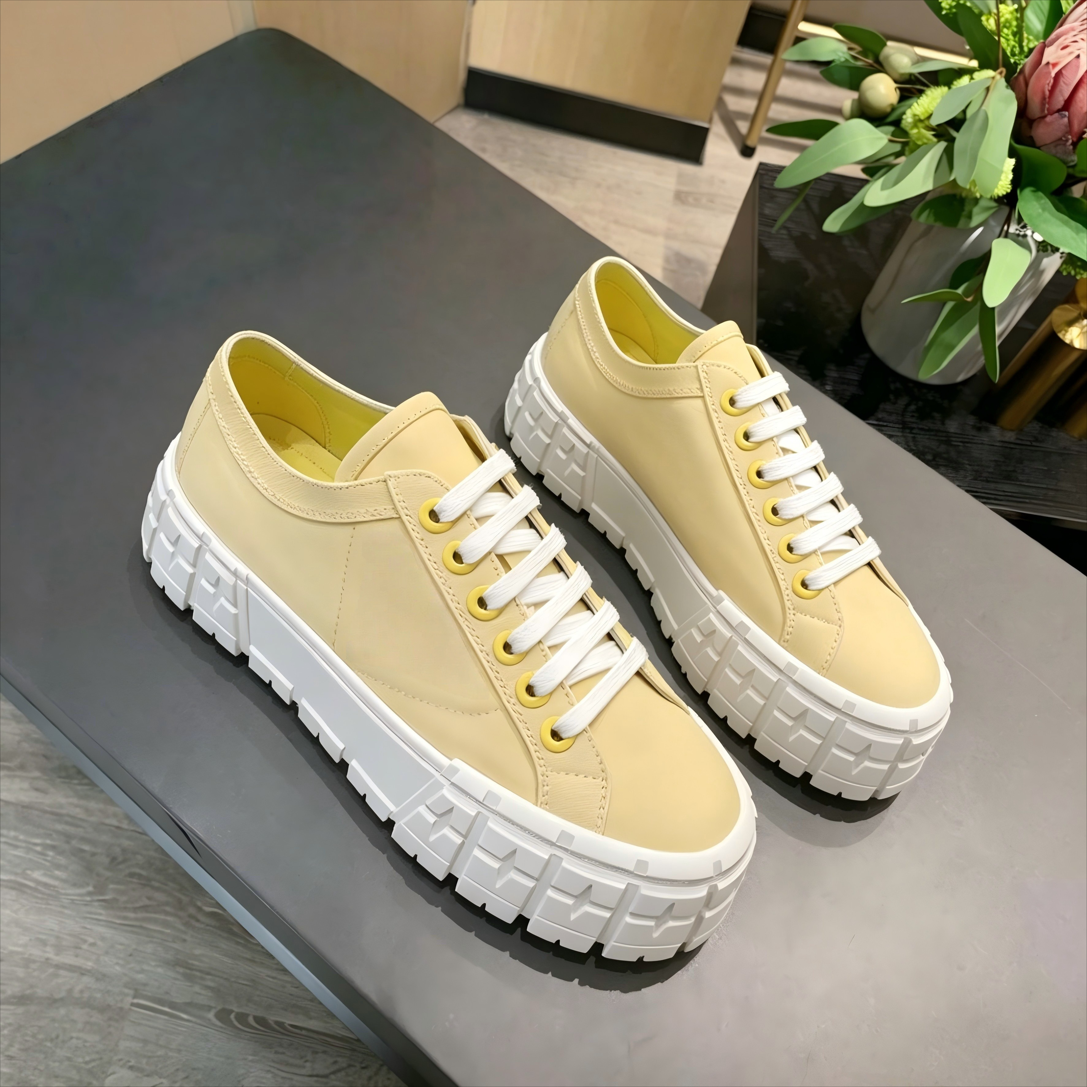 Brand Discount Women's Casual Shoes Platform Shoes Wedge Shoes Casual and Versatile Color Block Korean Style White Shoes Gifts