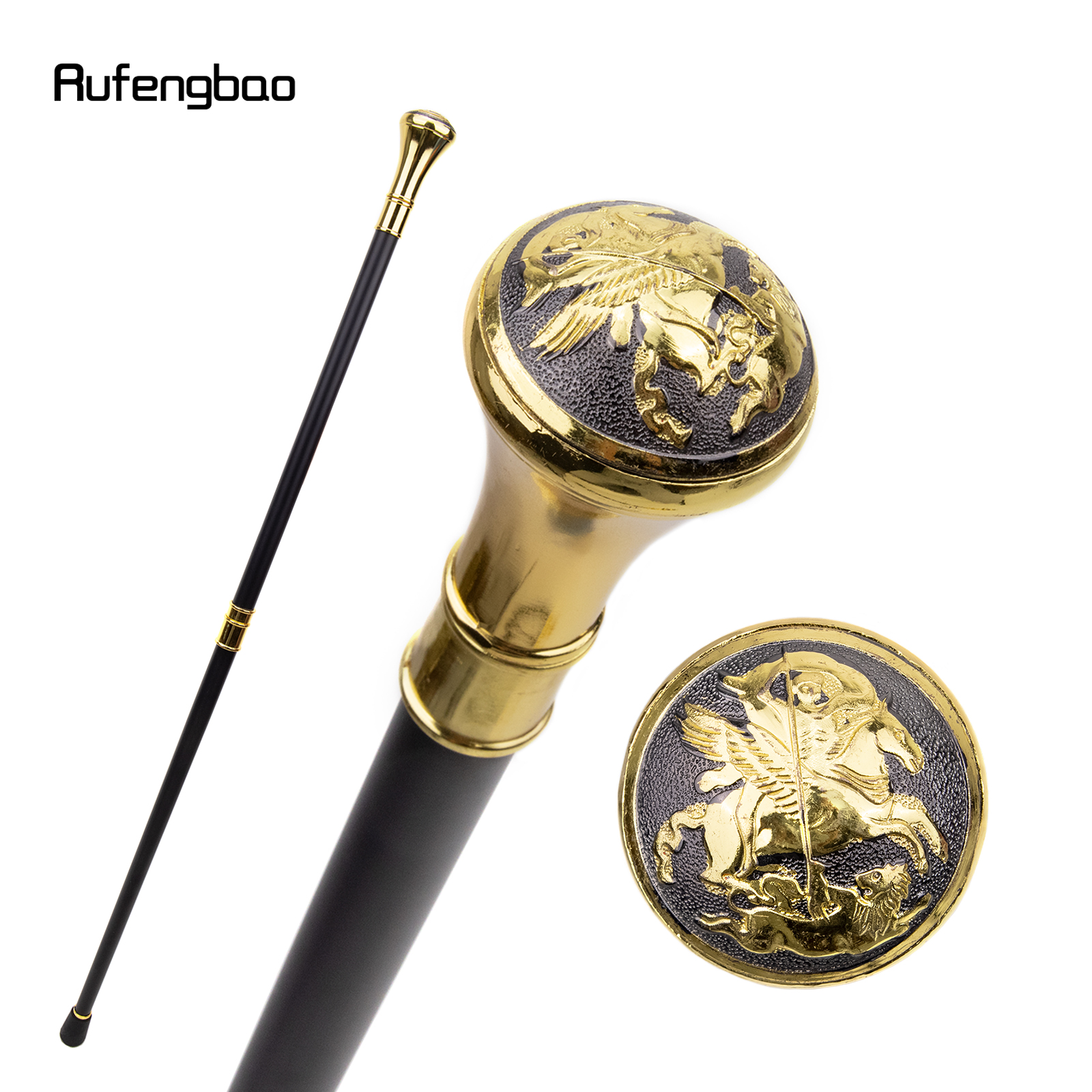 Golden Greek Mythology Hercules Totem บรรเทาเดิน Cane แฟชั่นเดิน Stick สุภาพบุรุษหรูหรา Crosier KNOB Walking Stick 93 ซม.