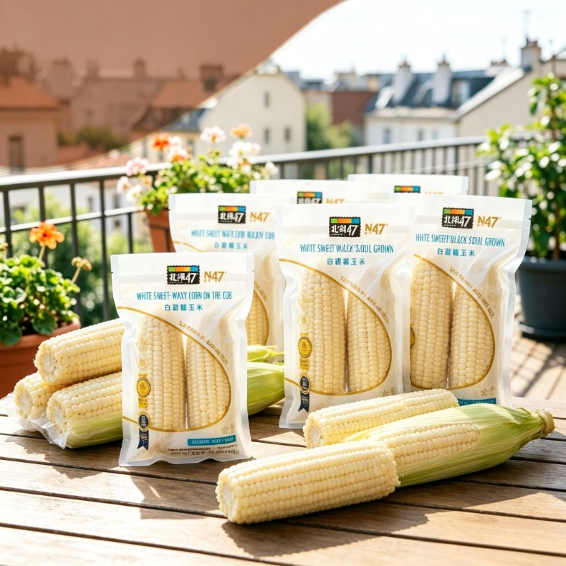 Gouden Prijs Witte Zoete & Waxy Maïs op de Kolf Zachte Romige Kleefmaïs Non-GMO Individueel Vacuüm Verpakt Dieet Snack voor Gewichtsverlies