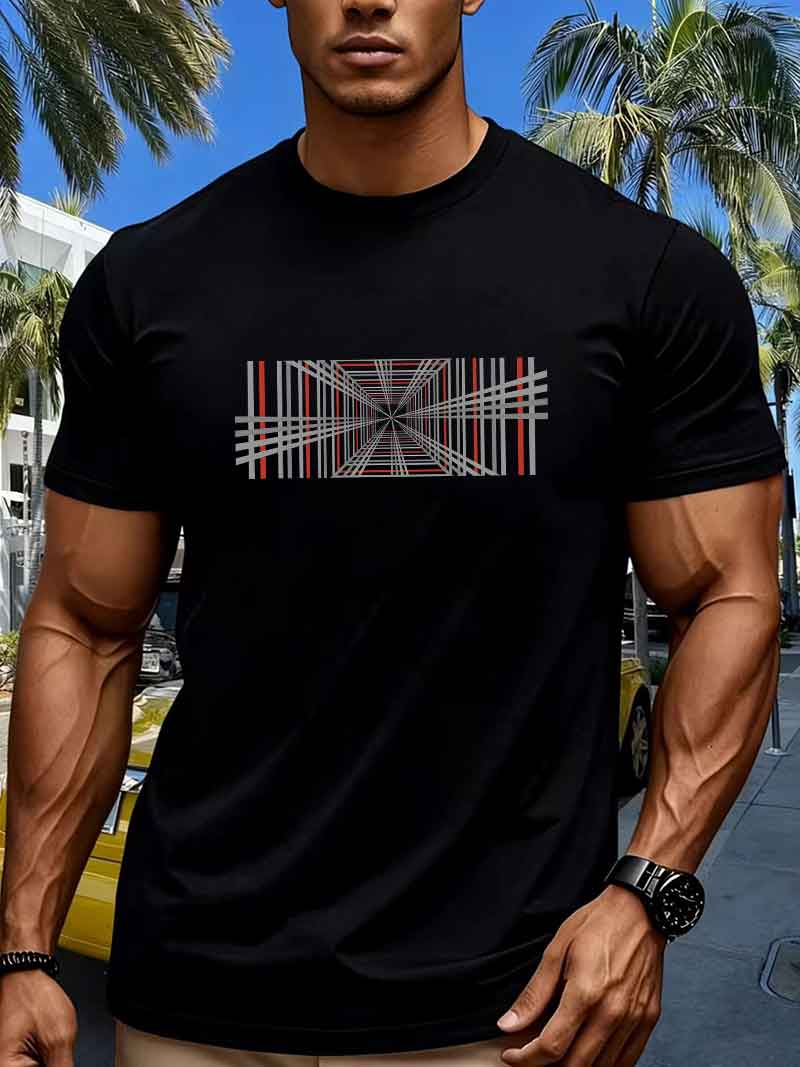 Neues, kariert bedrucktes, kurzärmeliges Retro-Freizeit-T-Shirt aus Baumwolle mit Muster für Herren und Damen
