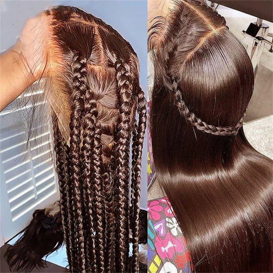 Parrucche anteriori in pizzo marrone cioccolato 13X6 13X4 Capelli umani lisci con osso 30 Parrucca frontale in pizzo colorato da 32 pollici 100% brasiliana per le donne