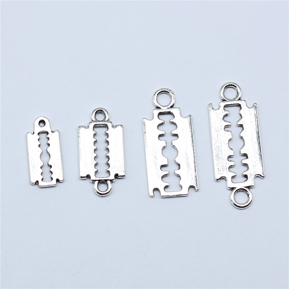 20 pçs lâmina de barbear conector encantos para fazer jóias lâmina de barbear encantos diy pulseira de metal colar jóias descobertas