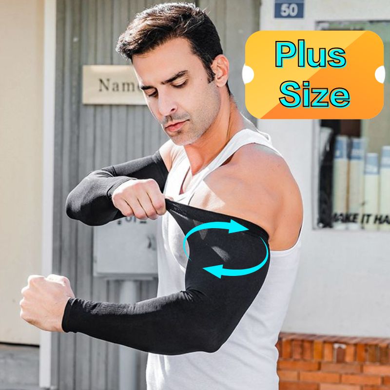 1 par de mangas protetoras de verão, mangas de seda gelo masculinas plus size, proteção para os braços, luvas de proteção uv, mangas de braço, secagem rápida, aquecedor de braço