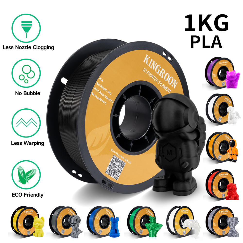 KINGROON PLA 1KG Filament 1.75mm Filament d'imprimante 3D impression 3D matière plastique sans bulle 1KG 2.2LBS pour imprimantes 3D stylo 3D