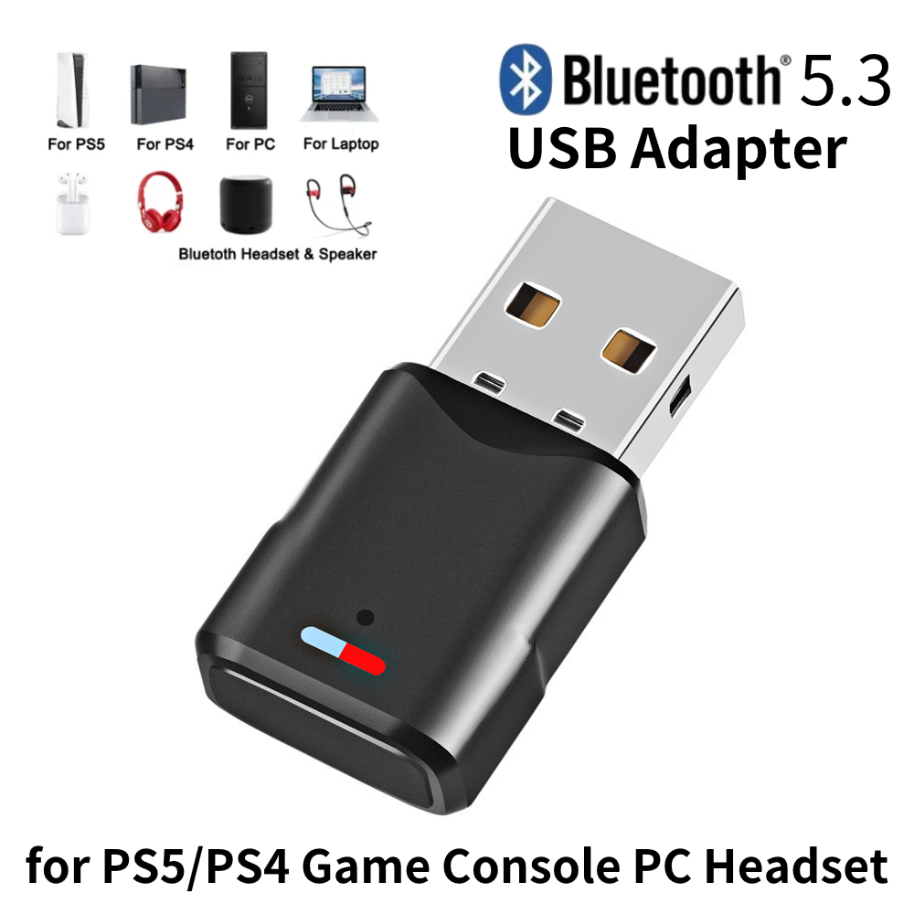 Bluetooth オーディオアダプターワイヤレスヘッドフォンアダプターレシーバー PS5/PS4 ゲームコンソール PC ヘッドセット 2 in 1 USB Bluetooth 5.3 ドングル