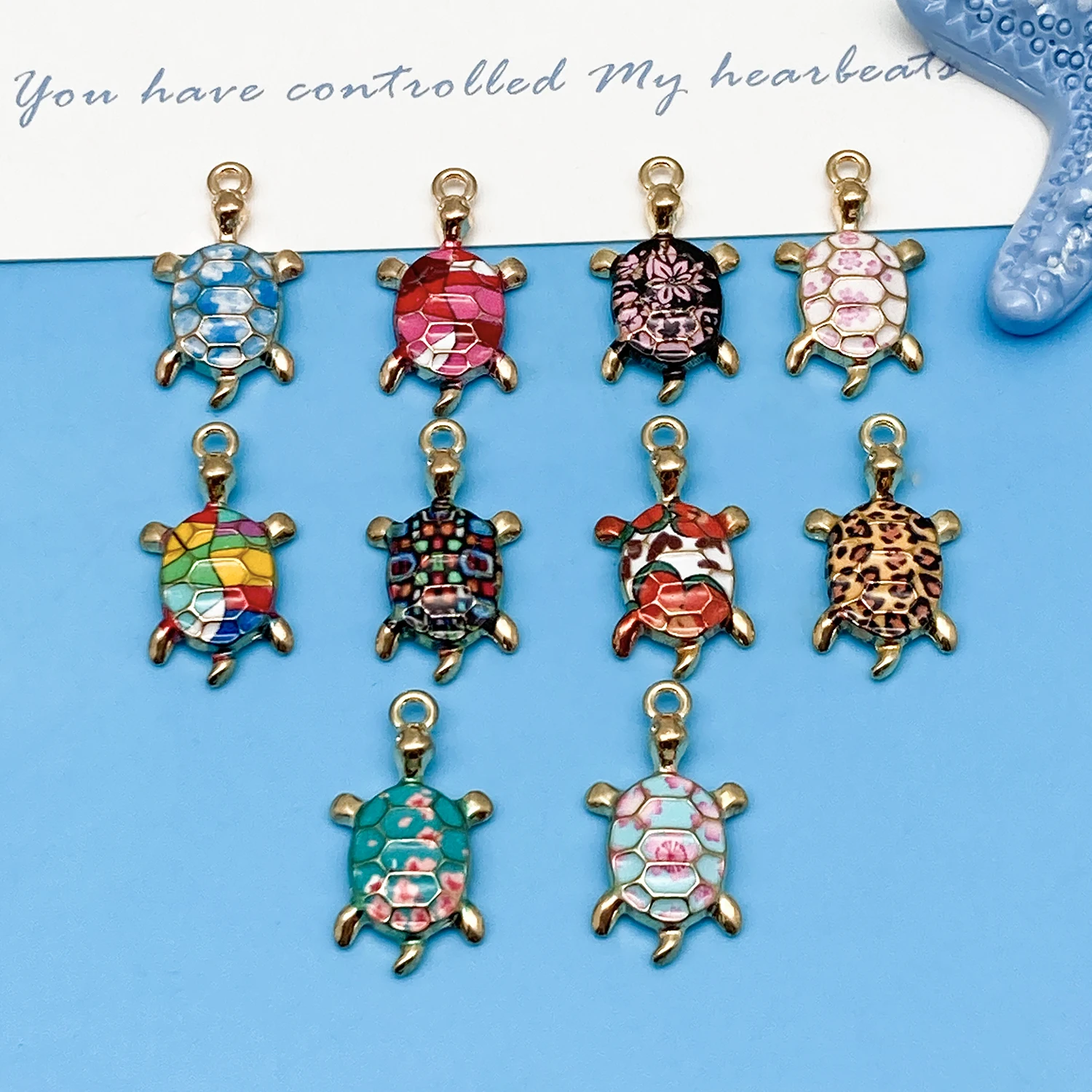 Mix 10pcs Zinc Alloy Charms Turtle Series, DIY Jewelry Making Craft, Back to School Halloween Christmas Fashion Accessories