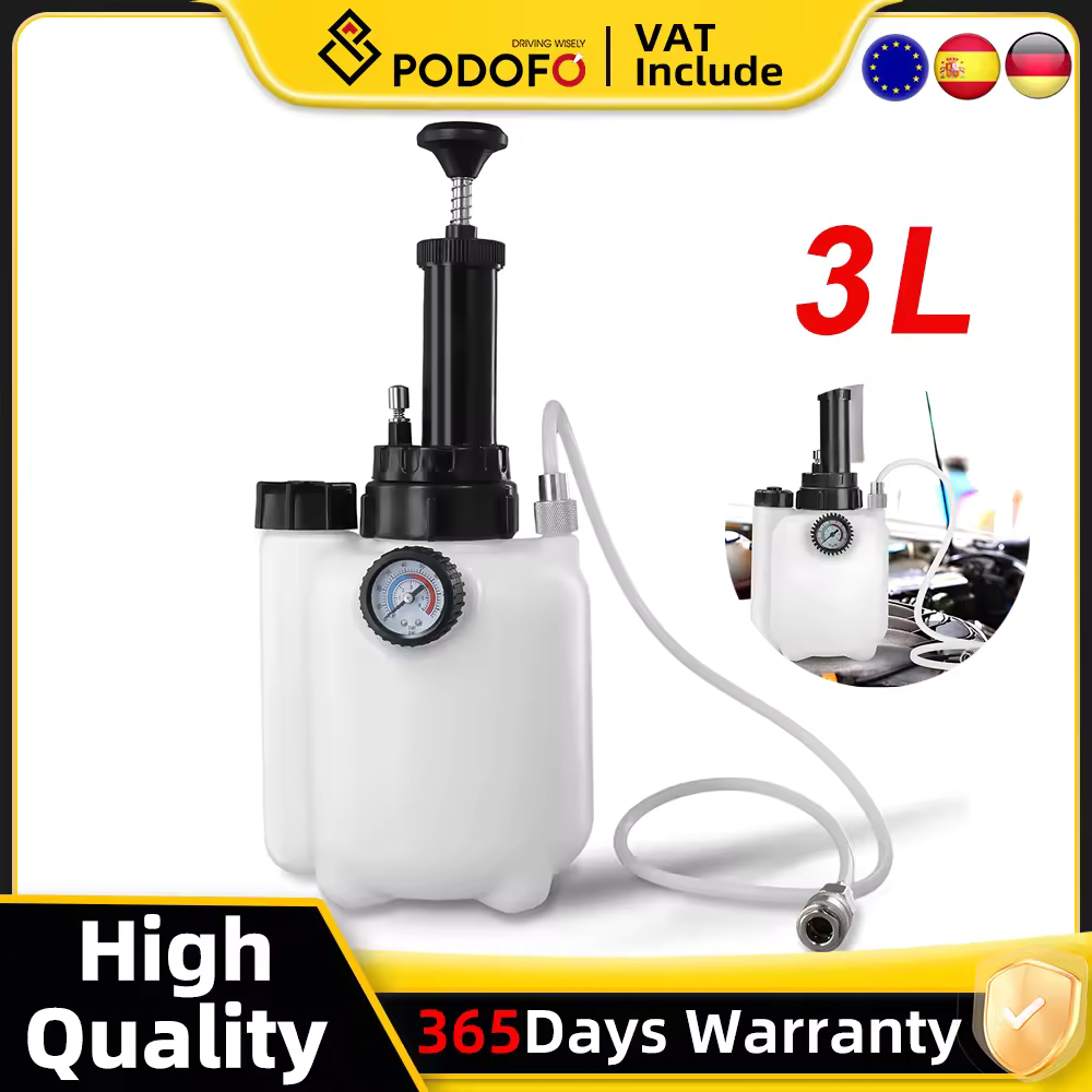 Podofo 3L Auto Remvloeistofontluchter Kit Drukontluchter met 1L Remvloeistof Extractor 85mm Vacuüm Remdruk Vloeistofpomp
