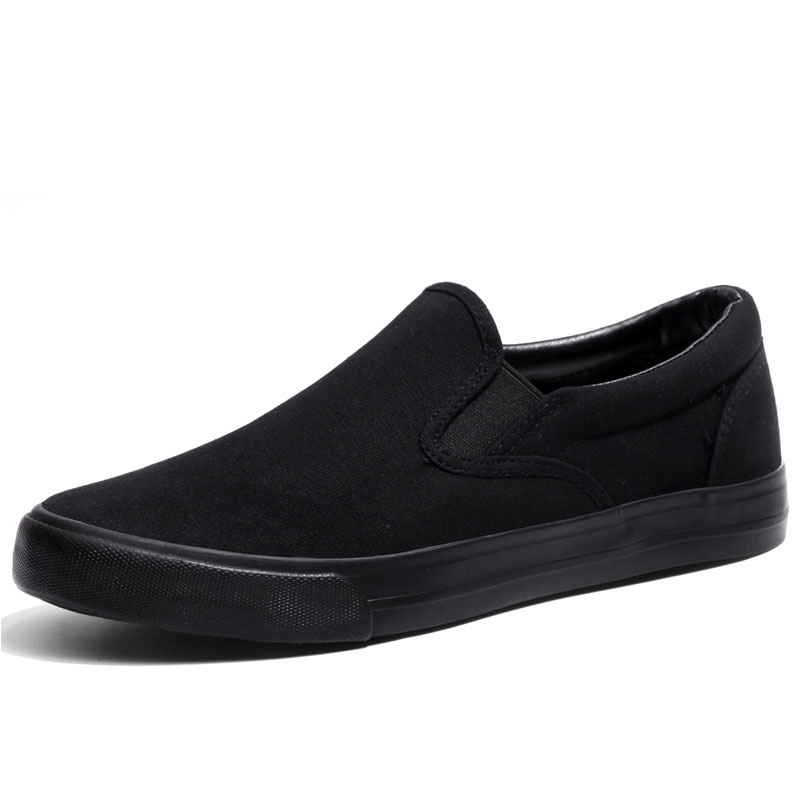 Slip-On Schoenen Cool Jongeman Street Puur Zwart Schoeisel Ademende Platte Heren Casual Schoenen Plus Maat 45