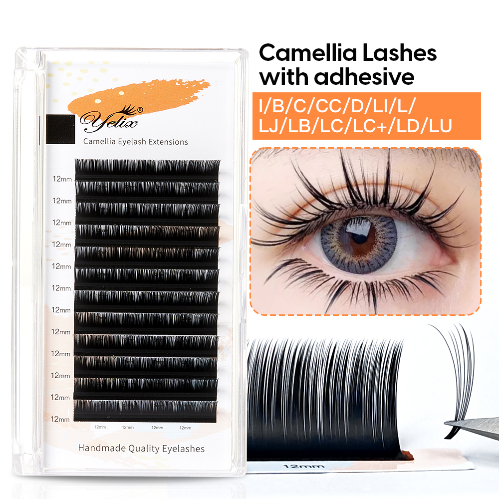 Pestañas Yelix Camelia con adhesivo LC LB LJ C D pestañas rizadas extensiones de pestañas suaves naturales pestañas individuales de volumen ruso