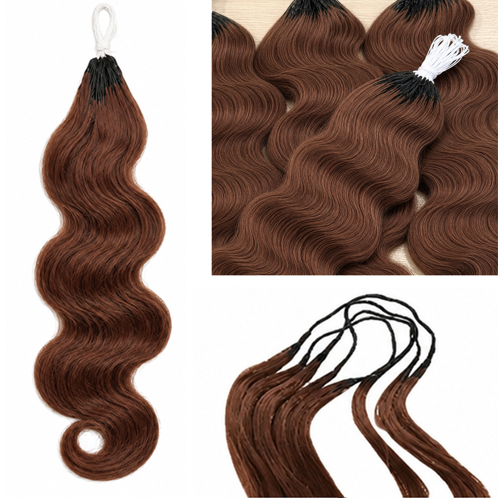 Cabelo Humano 100% Natural # Cabelo Cacheado Marrom Chocolate com Ondas Corporais, 4 Pacotes de Cabelo de Crochê com Nós Milagrosos Pré-Separados, Tranças Boho Sem Nós, Extensões de Cabelo Virgem Remy Reutilizáveis Leves para Mulheres Negras