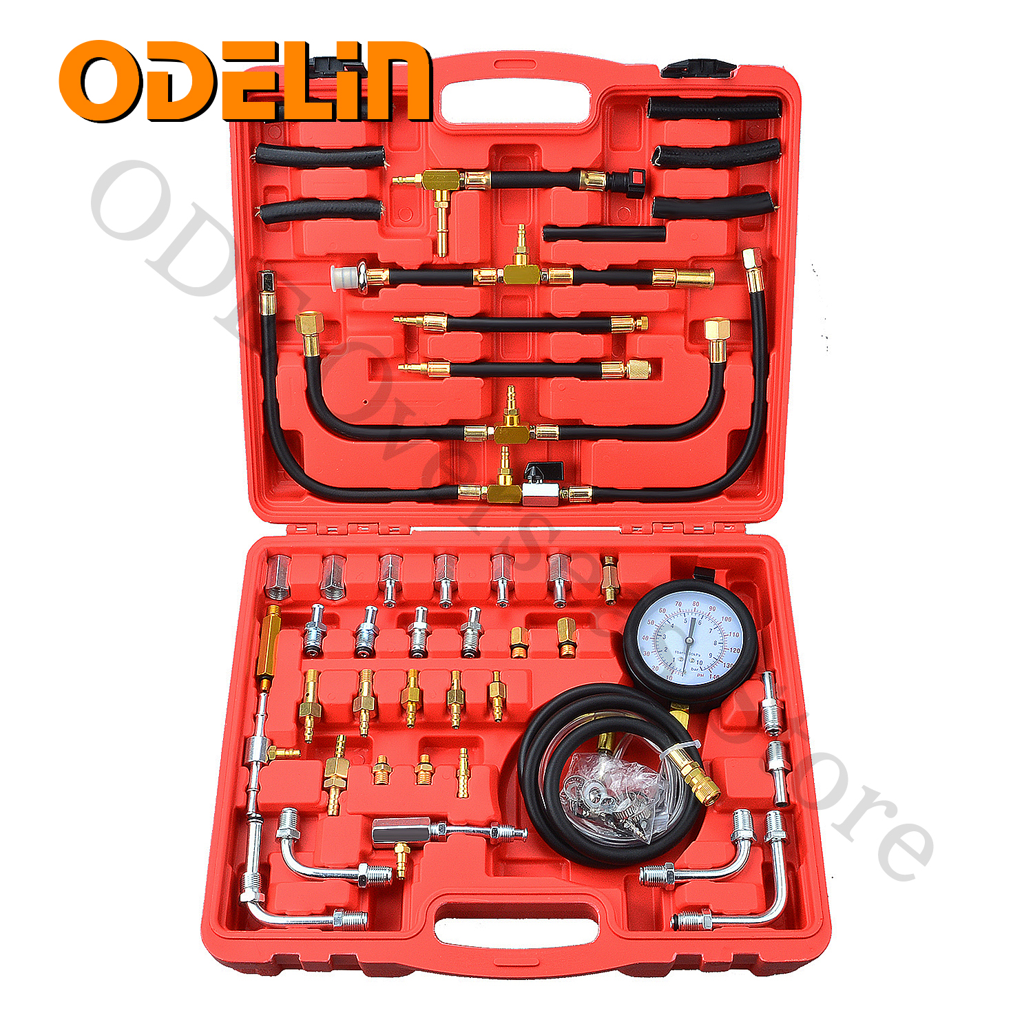 Penguji tekanan injeksi bahan bakar mobil, 0-140psi Kit uji sistem otomatis alat pompa Set