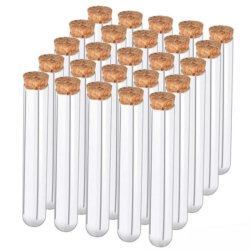 10 Chiếc 12X100Mm Trong Suốt Phòng Thí Nghiệm Nhựa Ống Nghiệm Với Mũ Nút Chặn Trường Phòng Cung Cấp Phụ Kiện